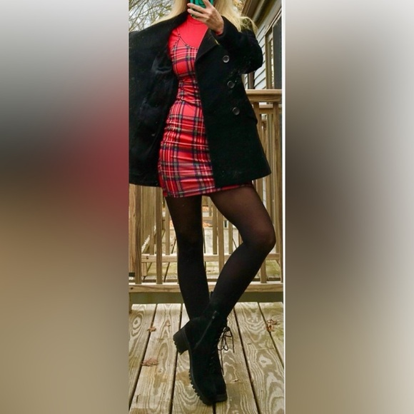 Moda International Wool Blend Purple Grey Plaid Tartan Winter Peacoat Women's XS - Picture 15 of 16